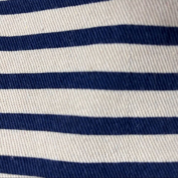 SUMMER & ROSE TOTE IN WHITE AND NAVY STRIPES W/ ROPE HANDLE & SATIN LINING - Picture 5 of 8